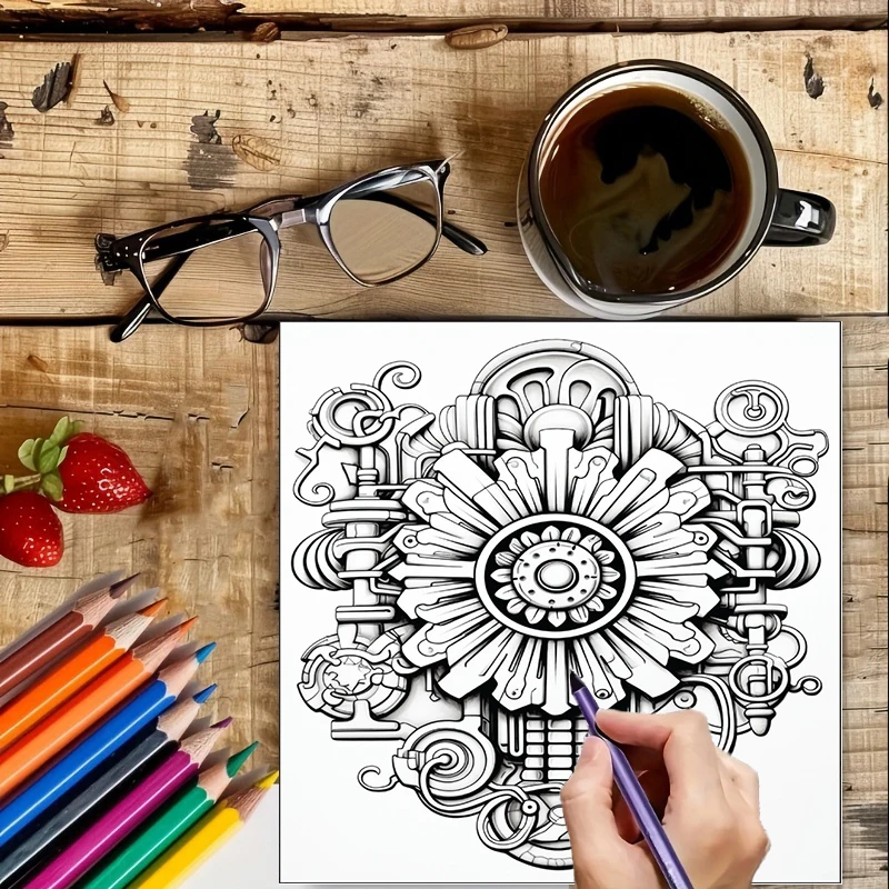 Coloring Book Steampunk Flower - đánh giá và giá Chalk Bag