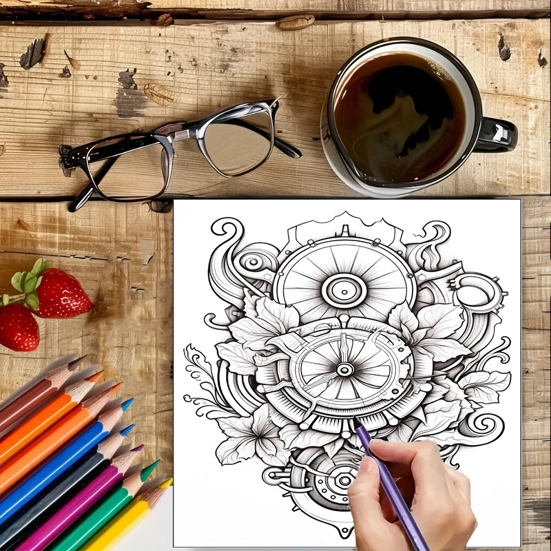 Coloring Book Steampunk Flower - đánh giá và giá Chalk Bag