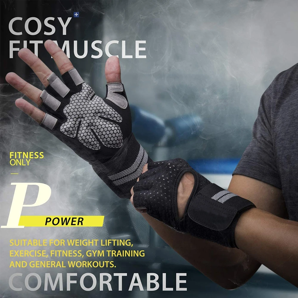 1Pair Half Finger Gym Fitness  - đánh giá và giá Weightlifting Gloves